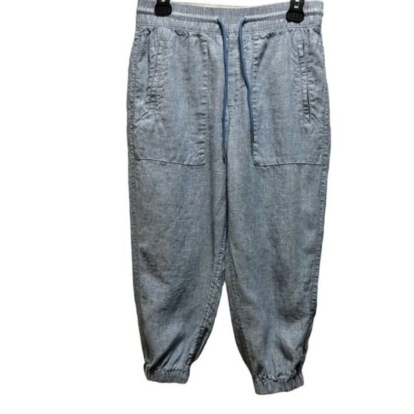 Athleta Women's Retreat Linen Pant Size 4 Light Blue Elastic Waistband - Picture 3 of 7